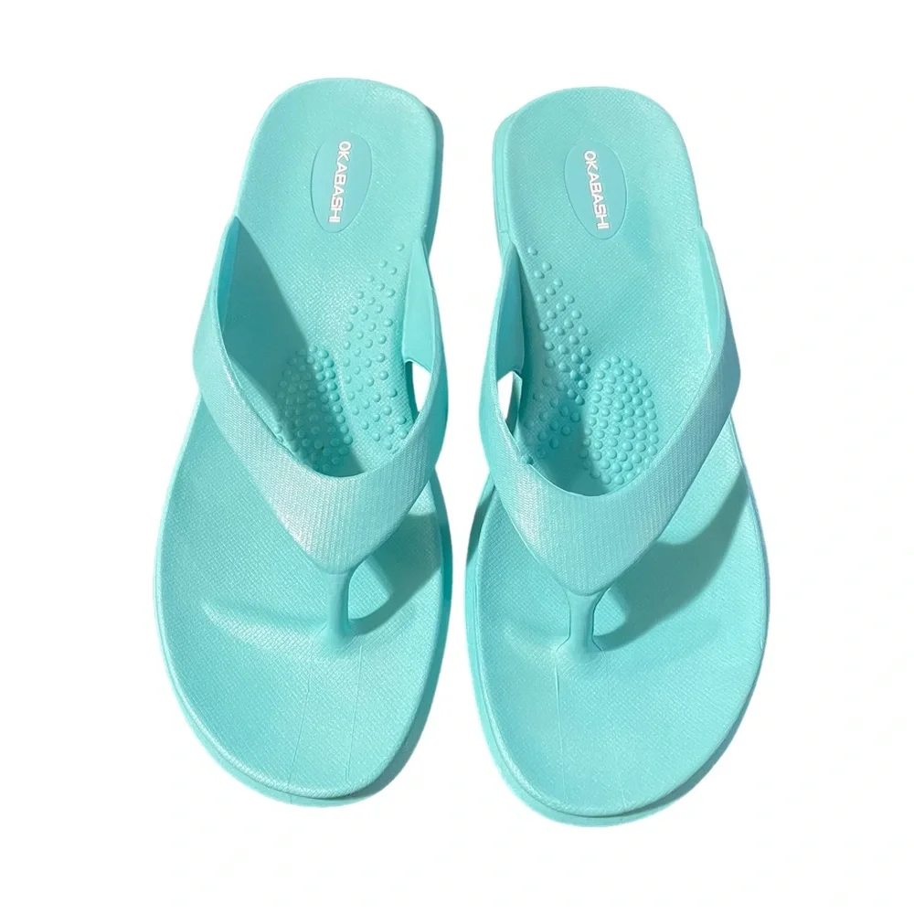 OKABASHI Splash Flip Flops/Sandals Vegan Molded Seaglass color Size 8-9